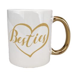 Kubek 330 ml biały ze złotym uszkiem oraz z grafiką...