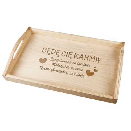Taca z grawerem specjalnie dla bliskiej osoby " Będę Cię karmił" - Walentynki, rocznica, święta.