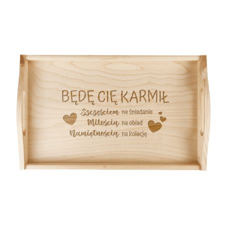 Taca z grawerem specjalnie dla bliskiej osoby " Będę Cię karmił" - Walentynki, rocznica, święta.