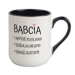 Kubek kawowy duży 330ml z kolorowym uszkiem i wnętrzem-... 2