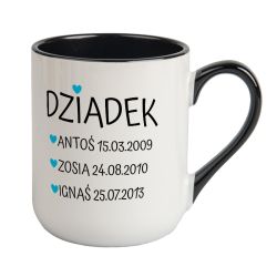 Kubek kawowy duży 330ml z kolorowym uszkiem i wnętrzem-...