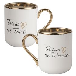 Zestaw kubków kawowych dużych ze złotym uszkiem -...