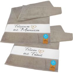 Zestaw 2 ręczników 50 x 100cm "Teściowa też Mamusia,...