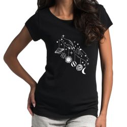 " Galaktyka wzór 3" - koszulka (nietoperz) damska.