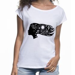 " Galaktyka wzór 7" - koszulka (nietoperz) damska.
