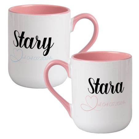 Zestaw kubków kawowych dużych kolorowych- "Stara i Stary".