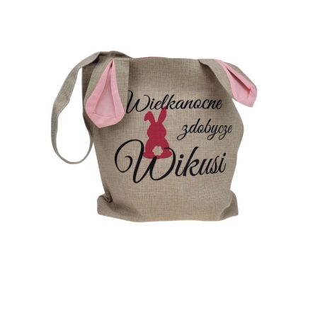 Torba do poszukiwania jajek wielkanocnych - lniana z uszami królika