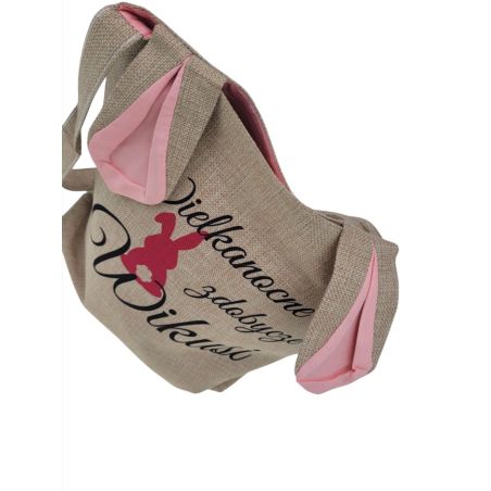 Torba do poszukiwania jajek wielkanocnych - lniana z uszami królika