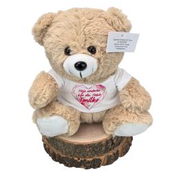 Miś pluszowy z grafiką " Moje serce bije dla Ciebie " - 18 cm- różne kolory do wyboru