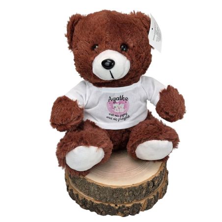 Maskotka miś, mięciutki z napisem " Weź nie pytaj, weź się przytul " - 18 cm -na prezent- biały lub brązowy.