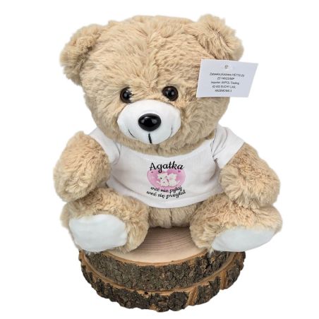 Maskotka miś, mięciutki z napisem " Weź nie pytaj, weź się przytul " - 18 cm -na prezent- biały lub brązowy.