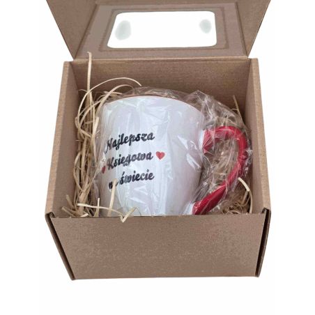 🎁 Ozdobne pudełko prezentowe na kubek – z okienkiem i rafią