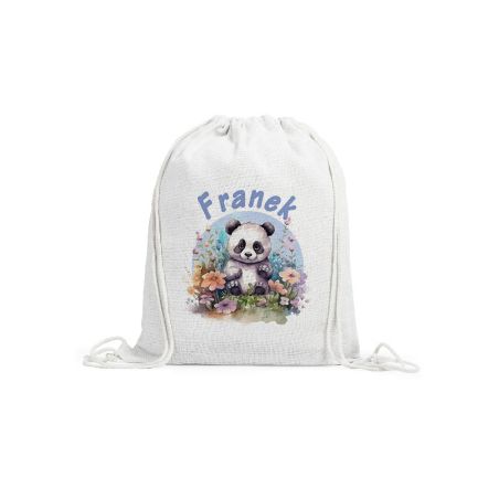 Personalizowany worek na buty z pandą – imię dziecka