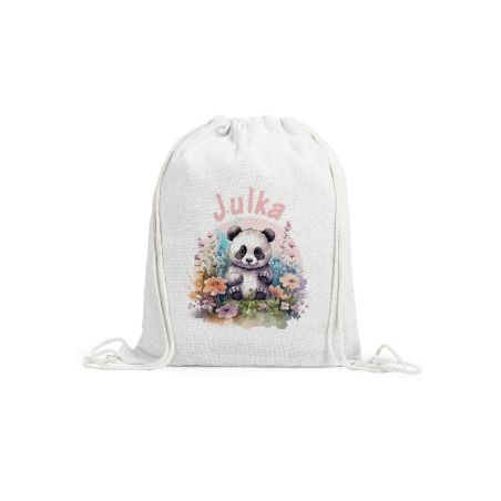 Personalizowany worek na buty z pandą – imię dziecka