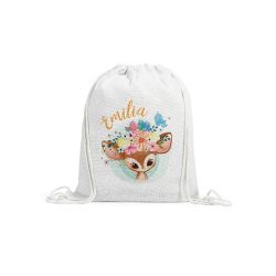 Personalizowany worek na papcie z sarenką i imieniem dziecka