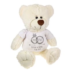 Maskotka miś duży "Obrączki" z imionami oraz datą ślubu -...