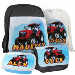 Zestaw szkolny z grafiką "Traktory" - plecak, worek,... 2