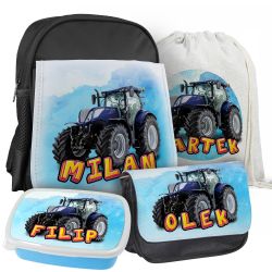 Zestaw szkolny z grafiką "Traktory" - plecak, worek,... 2