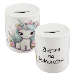 Skarbonka ceramiczna z jednorożcem – “Zbieram na jednorożca”
