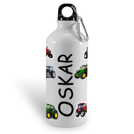 Bidon aluminiowy z traktorami 400ml/600ml - bidon do szkoły/przedszkola